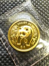 1986 Gold Panda 999 Fine Gold Bullion Coin