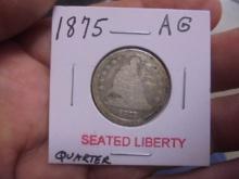 1875 Silver Seated Liberty Quarter