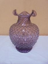 Vintage Indiana Tiara Glass Amethyst Hobnail Fluted Vase