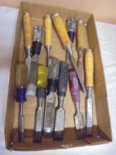 Large Group of Assorted Wood Chisels