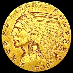 1909-S $5 Gold Half Eagle CLOSELY UNCIRCULATED