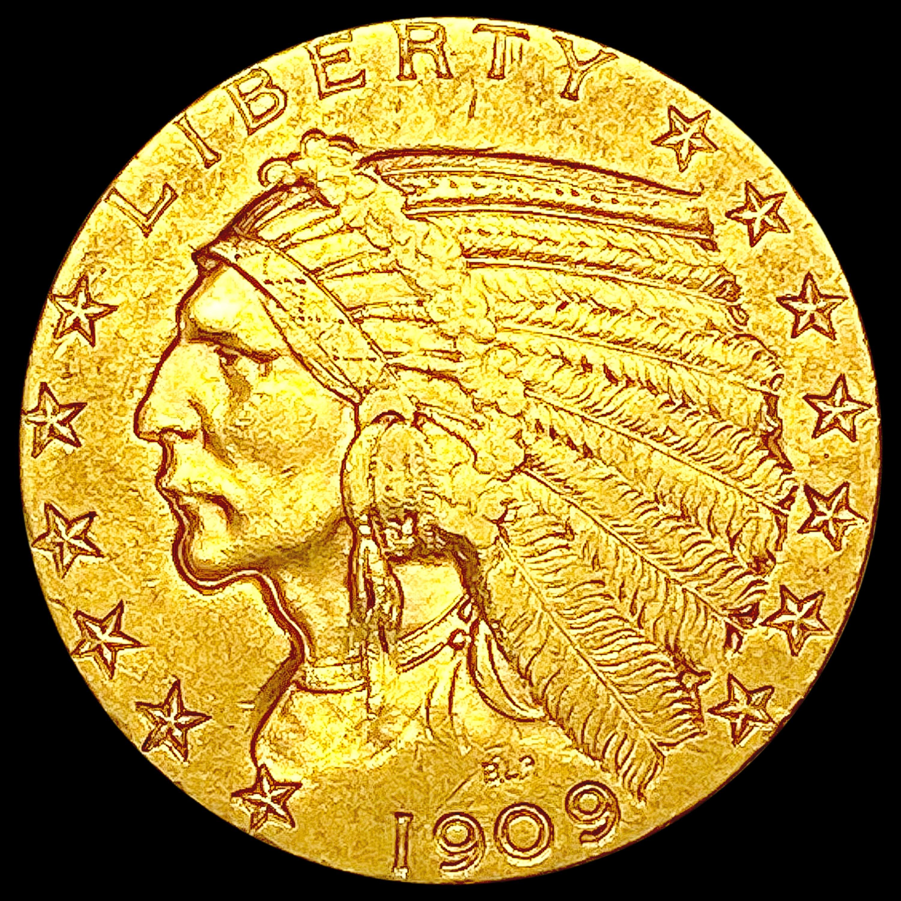 1909-S $5 Gold Half Eagle CLOSELY UNCIRCULATED