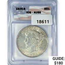 1928-S Silver Peace Dollar ICG AU55