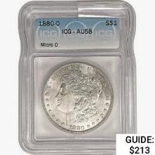 1880-O Morgan Silver Dollar ICG AU58 Micro O