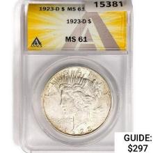 1923-D Silver Peace Dollar ANACS MS61