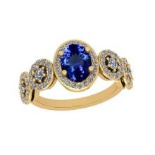 3.55 Ctw VS/SI1 Tanzanite And Diamond 18K Yellow Gold Bridal Style Wedding Ring