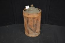 5 Gal. Bail Handle Cone Top Oil Can w/Wooden Case; Marked Klostermeier Bros. Hardware, Atchison, KS