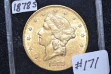 1878-S Liberty Head Twenty Dollar Gold Piece; MS