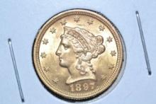 1897 Liberty Head Two and One-Half Dollar Gold Piece; MS