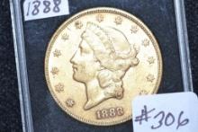 1888 Liberty Head Twenty Dollar Gold Piece; MS