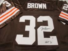 Jim Brown of the Cleveland Browns signed autographed football jersey PAAS COA 196
