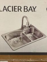 Glacier Bay 33 in. Drop-In Double Bowl 18 Gauge Stainless Steel Kitchen Sink