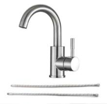 Lordear Single-Handle Single Hole Vessel Bathroom Faucet and Hose in Brushed Nickel