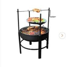 Tatayosi Round Metal Wood Burning Fire Pit with 2 Removable Cooking Grill, for Camping, Outdoor