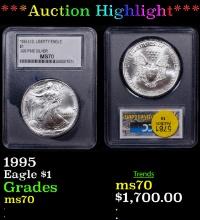 ***Auction Highlight*** 1995 Silver Eagle Dollar $1 Graded ms70 By PCC (fc)