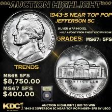 ***Auction Highlight*** 1943-s Jefferson Nickel Near Top Pop! 5c Graded GEM++ 5fs BY USCG (fc)