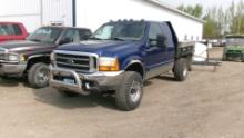 1999 FORD F250 SUPER DUTY  4WD w / 7' x 7. 5" FLATBED, , 7.3  diesel, auto, new tires, tool boxes, +