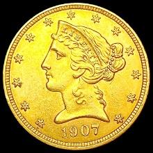 1907-D $5 Gold Half Eagle UNCIRCULATED