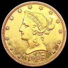 1907 $10 Gold Eagle NEARLY UNCIRCULATED