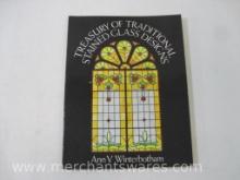 1981 Treasury of Traditional Stained Glass Designs Book by Ann V. Winterbotham, 5 oz