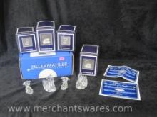 Four Zillermahler Crystal Figurines, @ Each Dog with Ball and Swan with Certificates in Original