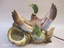 MCM Mallard Duck TV Lamp/Planter, 1950s Underwriters Laboratories Inc Portable Lamp, tested and