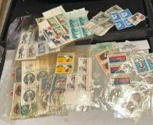 Large Lot of US Postage Stamps, 4 Plate Blocks, Packages of Mint stamps and more