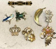 Vintage Unsigned Pin Brooch Lot