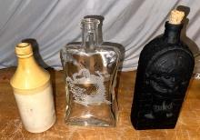 Old Ceramic Vinegar Jar, Peru Liquor jar w/ Sacrificial Knife Design & Yazi bottle w/ Dragon design