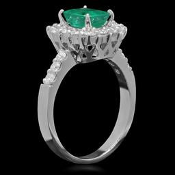14K Gold 1.26ct Emerald 0.85ct Diamond Ring