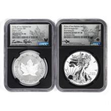 2019 Pride of Two Nations (2) Coin Proof Silver Eagle & Maple Leaf Set NGC PF70/Rev PF70