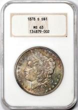 1878-S $1 Morgan Silver Dollar Coin NGC MS63 Amazing Toning Old Fatty Holder