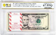 Pack 2017A $5 Federal Reserve STAR Notes Atlanta Fr.1998-F* PCGS Superb Gem UNC 67PPQ