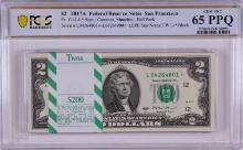 Pack 2017A $2 Federal Reserve STAR Notes San Francisco Fr.1941-L* PCGS Gem UNC 65PPQ