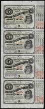 Uncut Sheet of (4) State of Louisiana Baby Bond Obsolete Notes