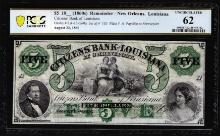 1860's $5 Citizens Bank New Orleans, LA Remainder Obsolete Note PCGS Uncirculated 62