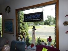 Group of Decorations in Right Side Window - Lights, Snowmen, Snow Flakes (M