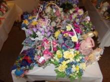 Group of Artificial Flowers in Baskets on Table (Main Showroom)