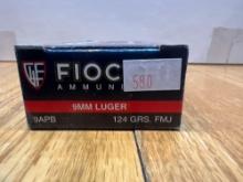 Fiocchi 9mm FMJ 50 cartridges