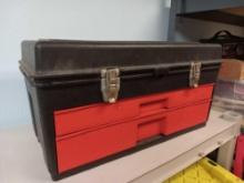 2 Drawer Lift-top Black and Red Tool Caddy