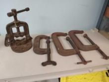 Group of vintage clamps includin g Jorgensen and Pipe Clamp