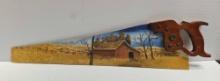 Vintage Henry Disston Hand Saw, Folk Art Painted, Signed Shafer