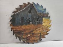 Vintage Saw Blade, Folk Art Painted, Signed Shafer