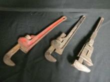 Trio of Beefy Pipe Wrenches including Rigid Brand