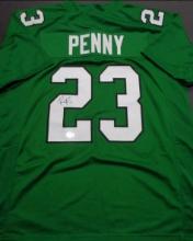 Rashaad Penny Philadelphia Eagles Autographed Custom Football Jersey Beckett Hologram