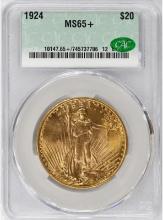 1924 $20 ST Gaudens Double Eagle Gold Coin CACG MS65+ CAC