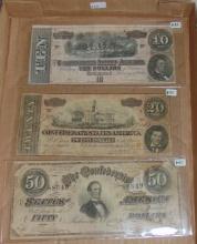 2/17/1864 Confederate Note $10., $20., $50.