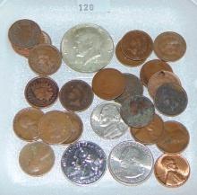 Variety: Indian Cents. Silver clad Half Dollar.