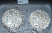1890, 1902 Morgan Dollars F, VF.