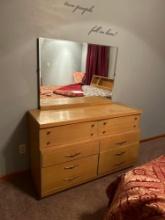 Double bed bedroom set with bookcase headboard, etc,